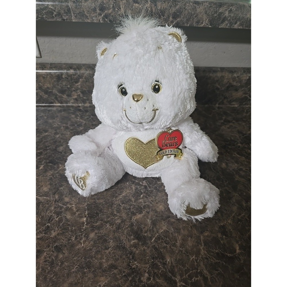 Care Bears Heart of Gold 25th Anniversary‎ Collector's Swarovsky White Plush 12"